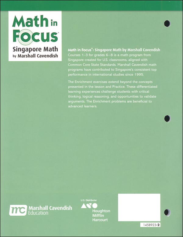 Math in Focus Course 2 Enrichment (Grade 7) Marshall Cavendish