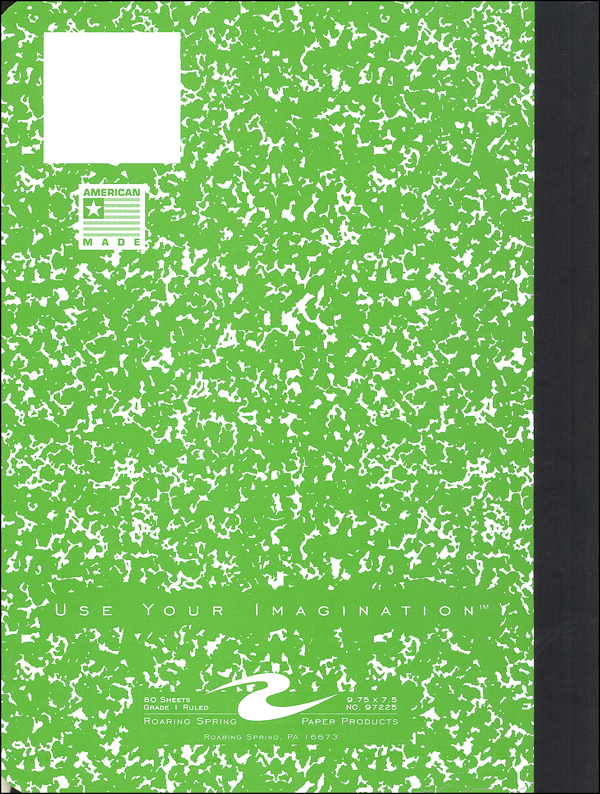 Hard Cover Green Marble Composition Notebook Grade 1 (Ruled 80