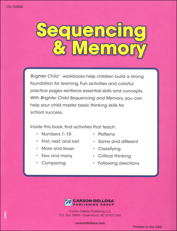 Sequencing & Memory Prekindergarten Workbook (Brighter Child