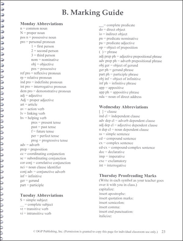 daily grammar practice teacher guide grade 9 dgp publishing