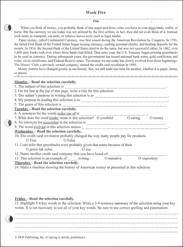 daily reading comprehension grade 7 pdf answer key robert miles