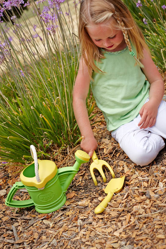 Details about   Watering Can Toy with Rake and Shovel Green Easy Safe Durable Plastic 3 Pieces 