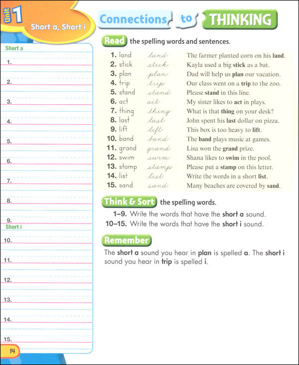 ZanerBloser Spelling Connections Grade 3 Home School Bundle Student