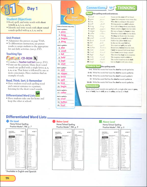 ZanerBloser Spelling Connections Grade 4 Home School Bundle Student