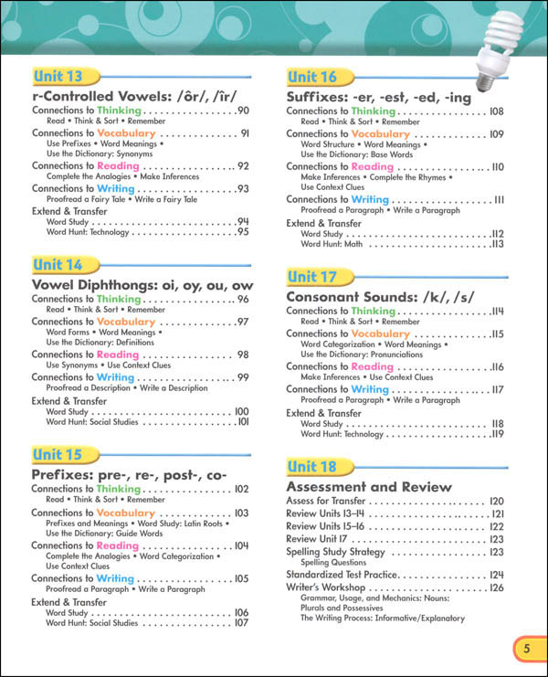 ZanerBloser Spelling Connections Grade 5 Home School Bundle Student