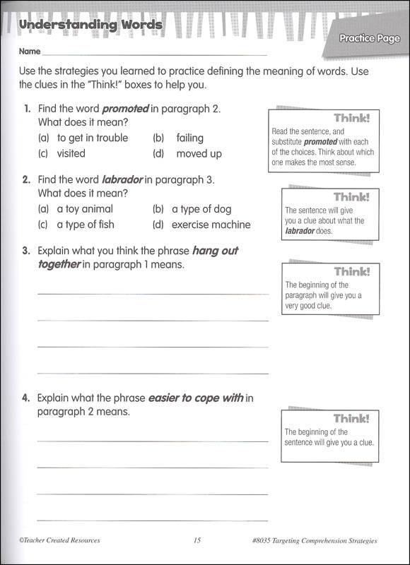 Targeting comprehension strategies for the common core grade 3