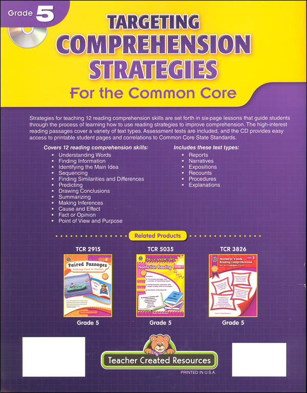 Targeting Comprehension Strategies for the Common Core Grade 5 ...