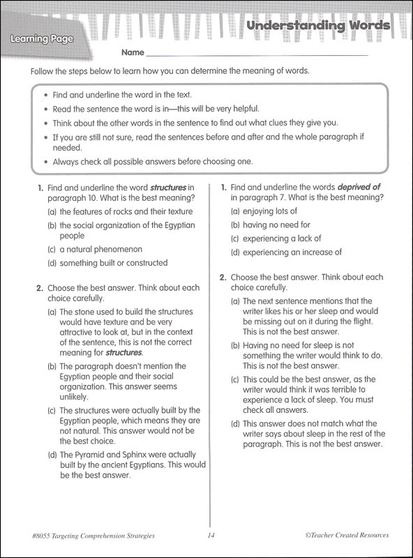 Targeting Comprehension Strategies for the Common Core Grade 8 ...