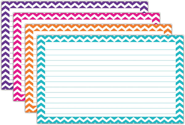 Border Index Cards - Lined Assorted Chevron 3