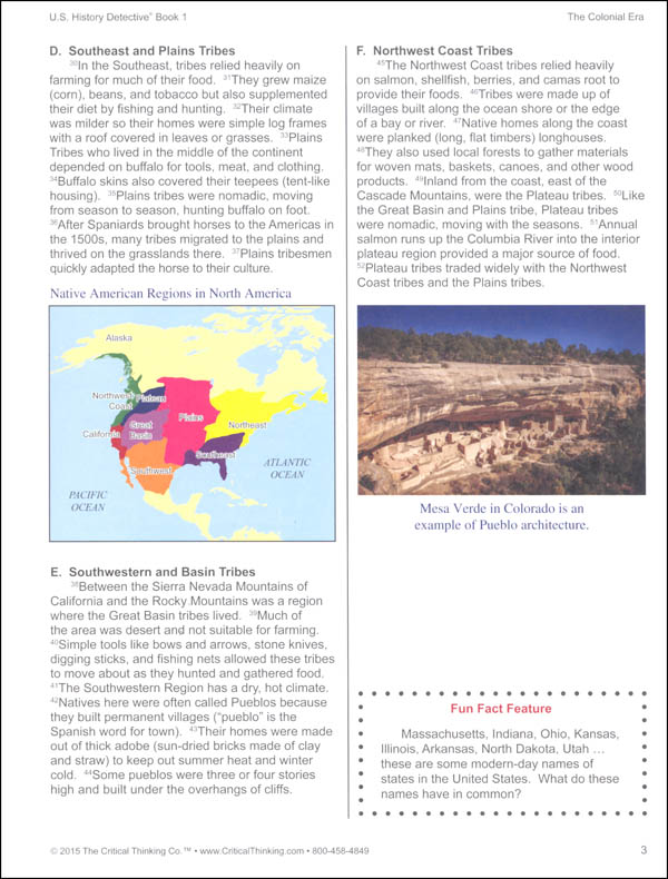 U.S. History Detective Book 1 Critical Thinking Company 9781601442420