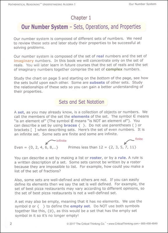 understanding algebra 1 critical thinking