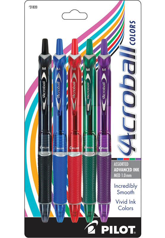 Acroball Colors Medium Point Pen Assorted Primary Colors (5 pack