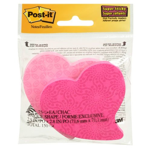 PostIt Super Sticky Notes Heart Shape (3" x 3") 3M Stationery