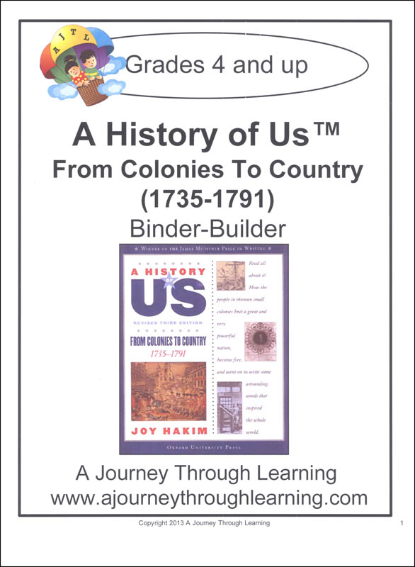 History of US Binder Builder Book 3 From Colonies to Country Printed
