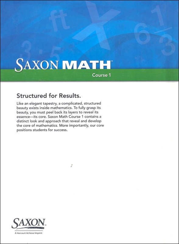 Saxon Math Course 1 Student Edition Saxon Publishers 9781591417835