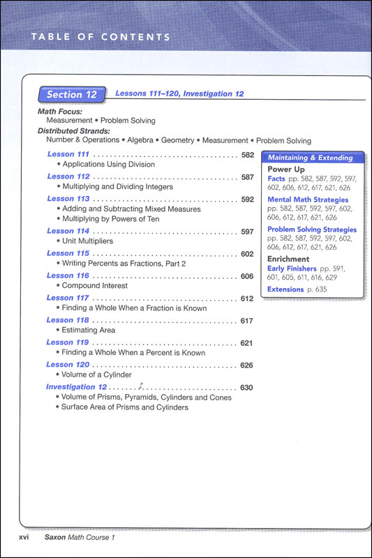 Saxon Math Course 1 Student Edition Saxon Publishers 9781591417835