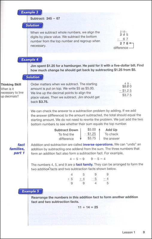 Saxon Math Course 1 Worksheets