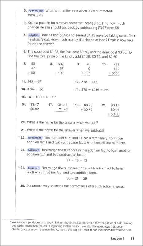 Saxon Math Grade 1 Table Of Contents