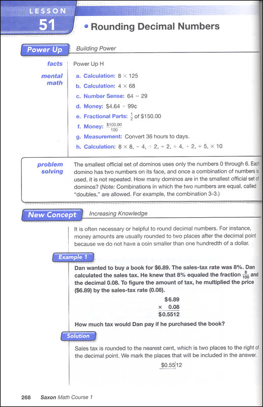 Saxon Math Course 1 Student Edition Saxon Publishers 9781591417835