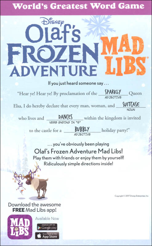 Disney Mad Libs Printable