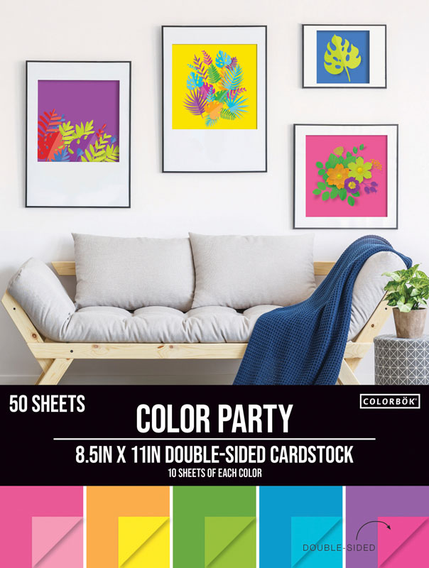 Double-Sided Cardstock Paper Pad 8.5" x 11" - Color Party