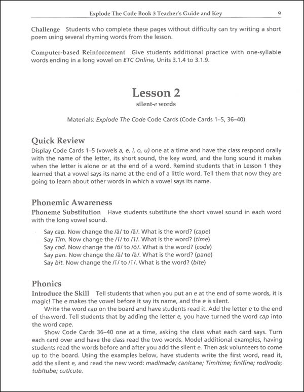 Explode The Code Teacher s Guide Key Books 3 4 2nd Edition