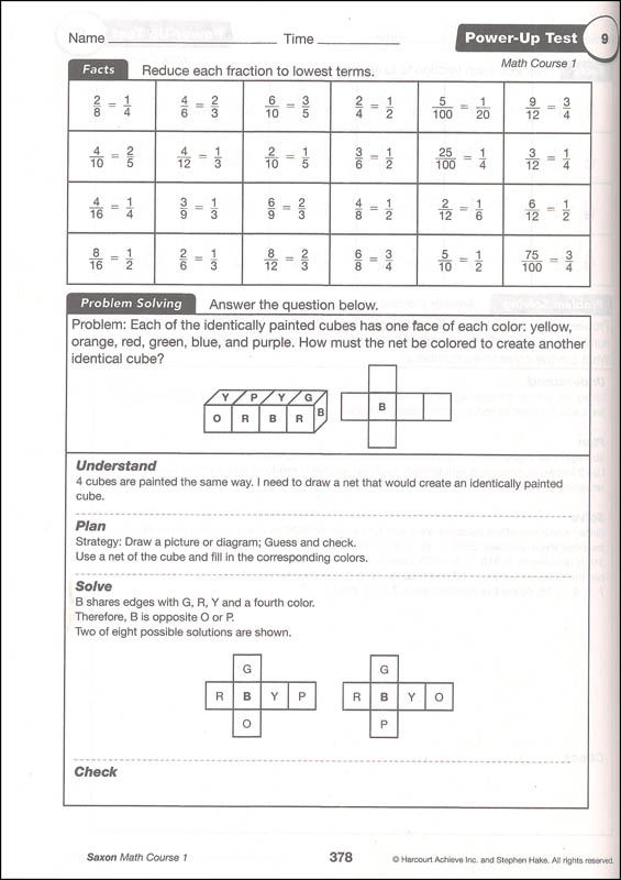 Saxon Math Course 1 Solutions Manual Saxon Publishers 9781591418177