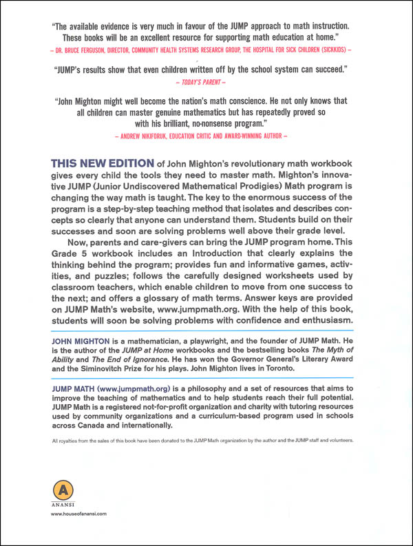 jump at home grade 5 worksheets for the jump math program house of anansi press 9780887849787