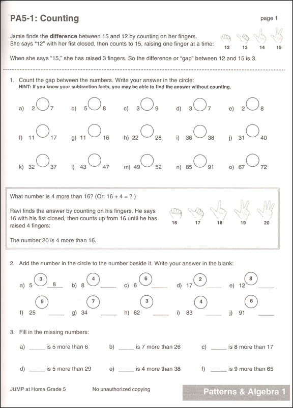 jump at home grade 5 worksheets for the jump math program house of