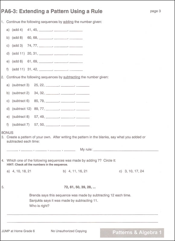 jump at home grade 6 worksheets for the jump math program house of anansi press 9780887849794