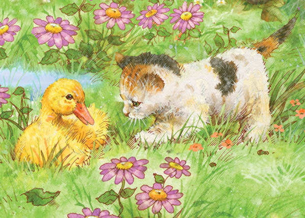 Mini Colour Pencil By Numbers - Kitten & Duckling