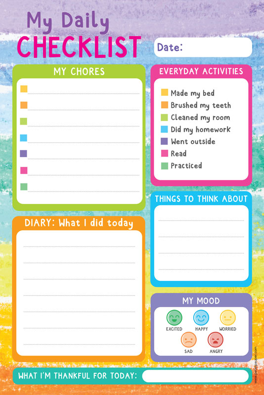 Kids' Daily Checklist Note Pad (60 sheets)