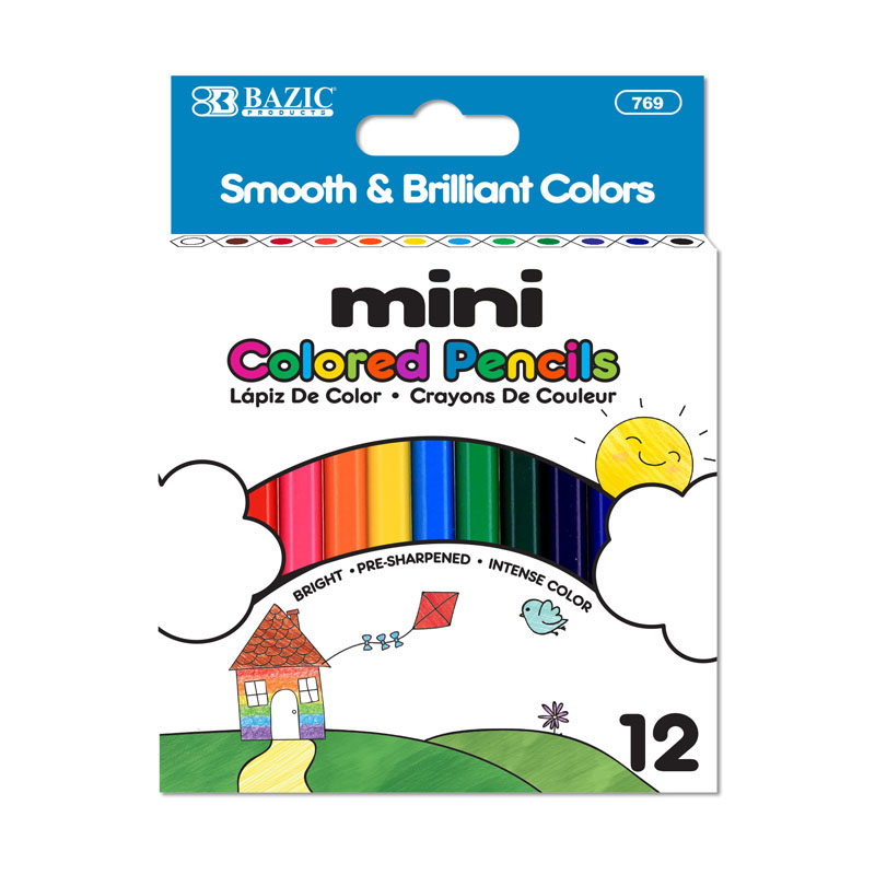 12 Mini Color Pencils Bazic Products