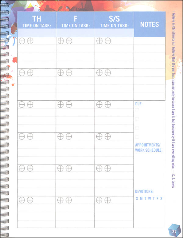 Ultimate Weekly Planner for Teens (White) | Apologia | 9781940110042