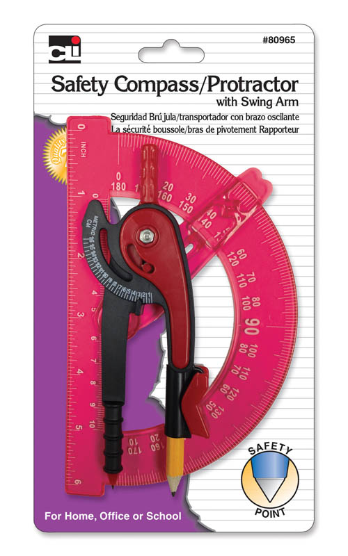 Safety Compass/Protractor with Swing Arm Charles Leonard
