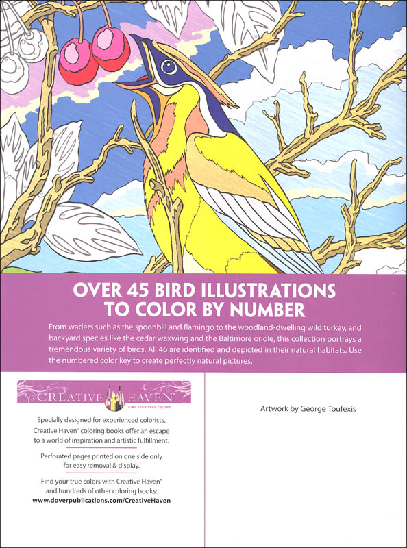 Birds Color by Number Book Dover Publications 9780486798578