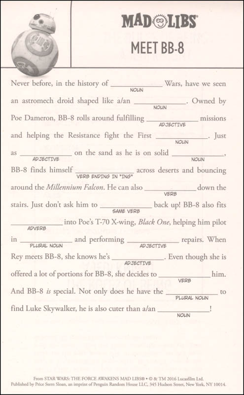 Star Wars: Force Awakens Mad Libs | Price, Stern, Sloan | 9781101995488