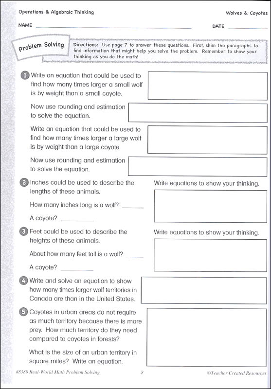 Real-Math Problem Solving Grade 4 | Teacher Created Resources ...
