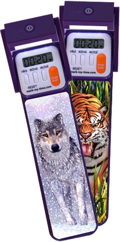 Mark-My-Time 3D Digital Booklight - Wolf/Tiger Flip