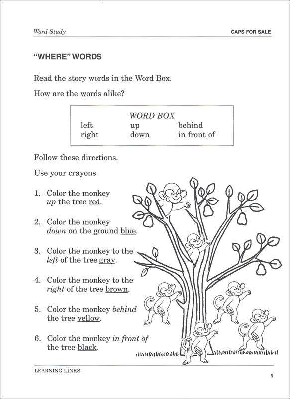 Caps for Sale Little NovelTies Study Guide Learning Links