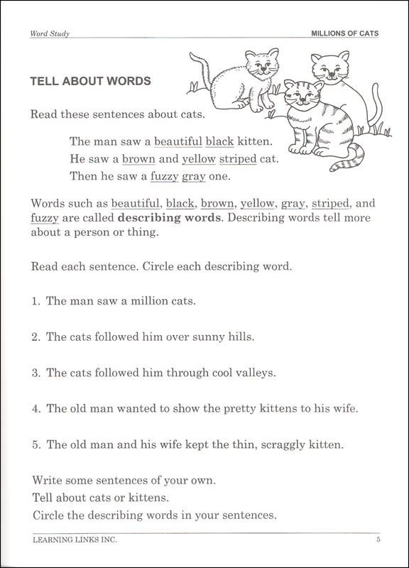 Millions of Cats Little Novel-Ties Study Guide | Learning Links ...