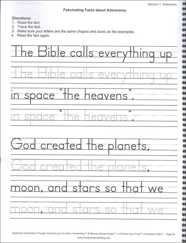 Exploring Handwriting Through Astronomy: Print | His Story Handwriting