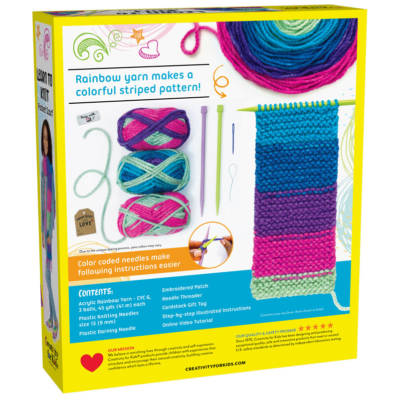 Learn to Knit Pocket Scarf Kit Creativity for Kids