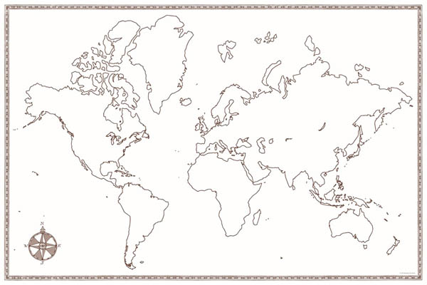World Map Large Foldable Blank 24 X 36 Beautiful Feet Books