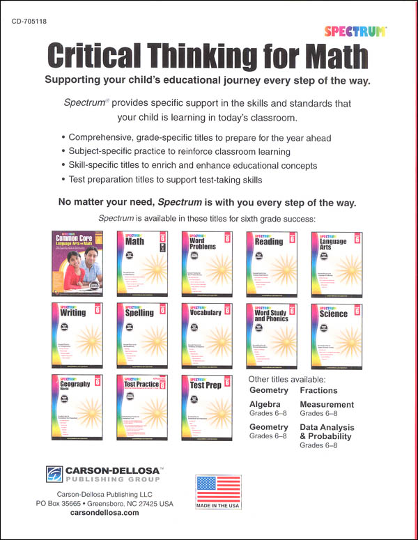 spectrum critical thinking for math