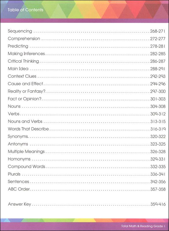 Total Math and Reading: Grade 1 | Thinking Kids | 9781483835587