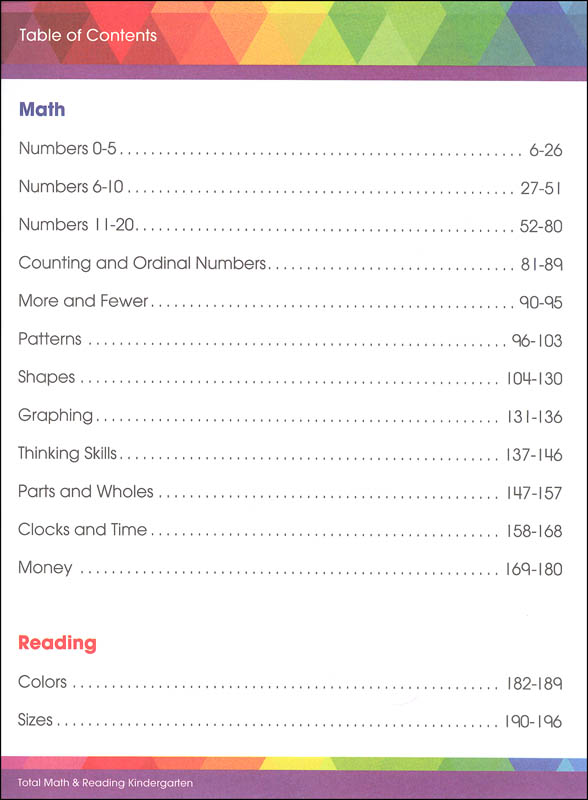 Total Math and Reading: Kindergarten | Thinking Kids | 9781483835570