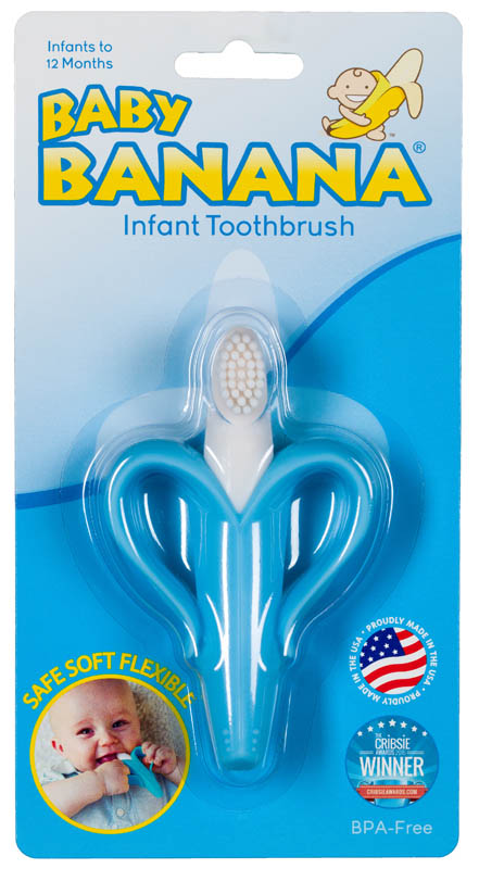 Baby Banana Infant Toothbrush with Handles (Blue)