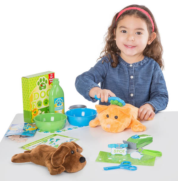 feeding & grooming pet care play set