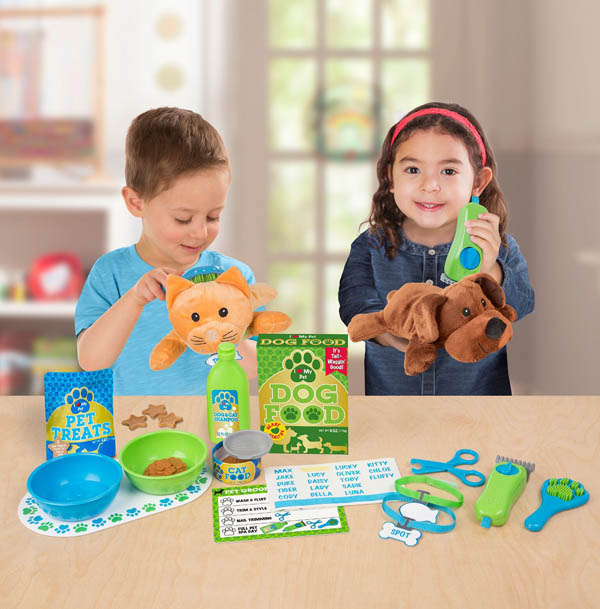 feeding & grooming pet care play set